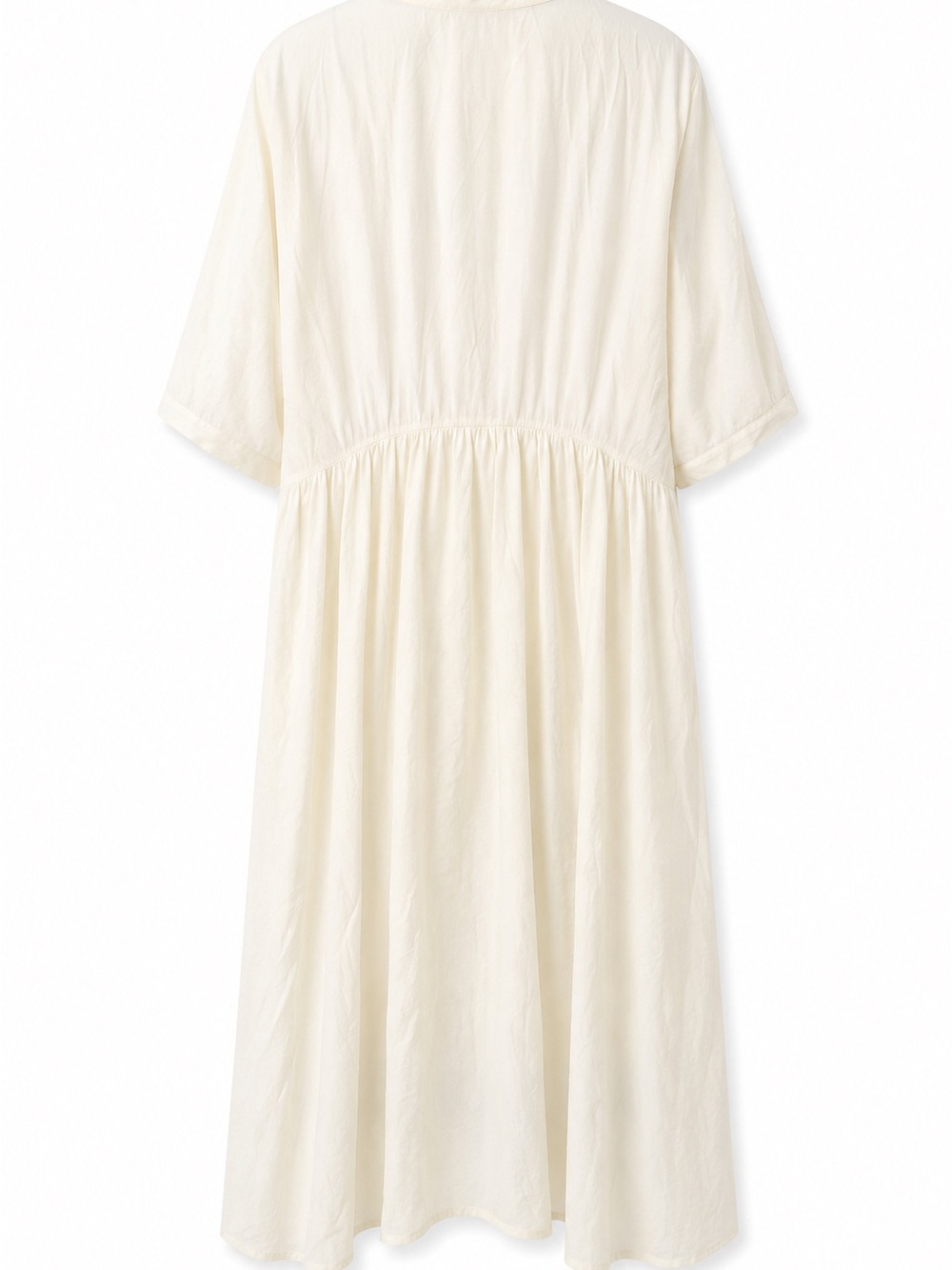 Oak + Fort Butter Yellow Midi Dress XS Button Front Short Sleeve Women's Flowy - Picture 2 of 7